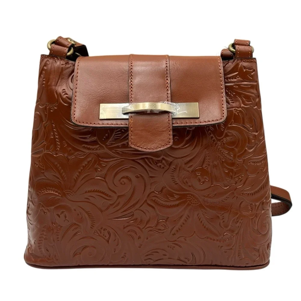 Patricia Nash Women's Larone Tooled Leather Hobo Bag Medium Florence Tan Brown